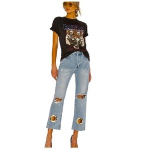 Anine Bing Giovanna Grommet Cropped Jeans